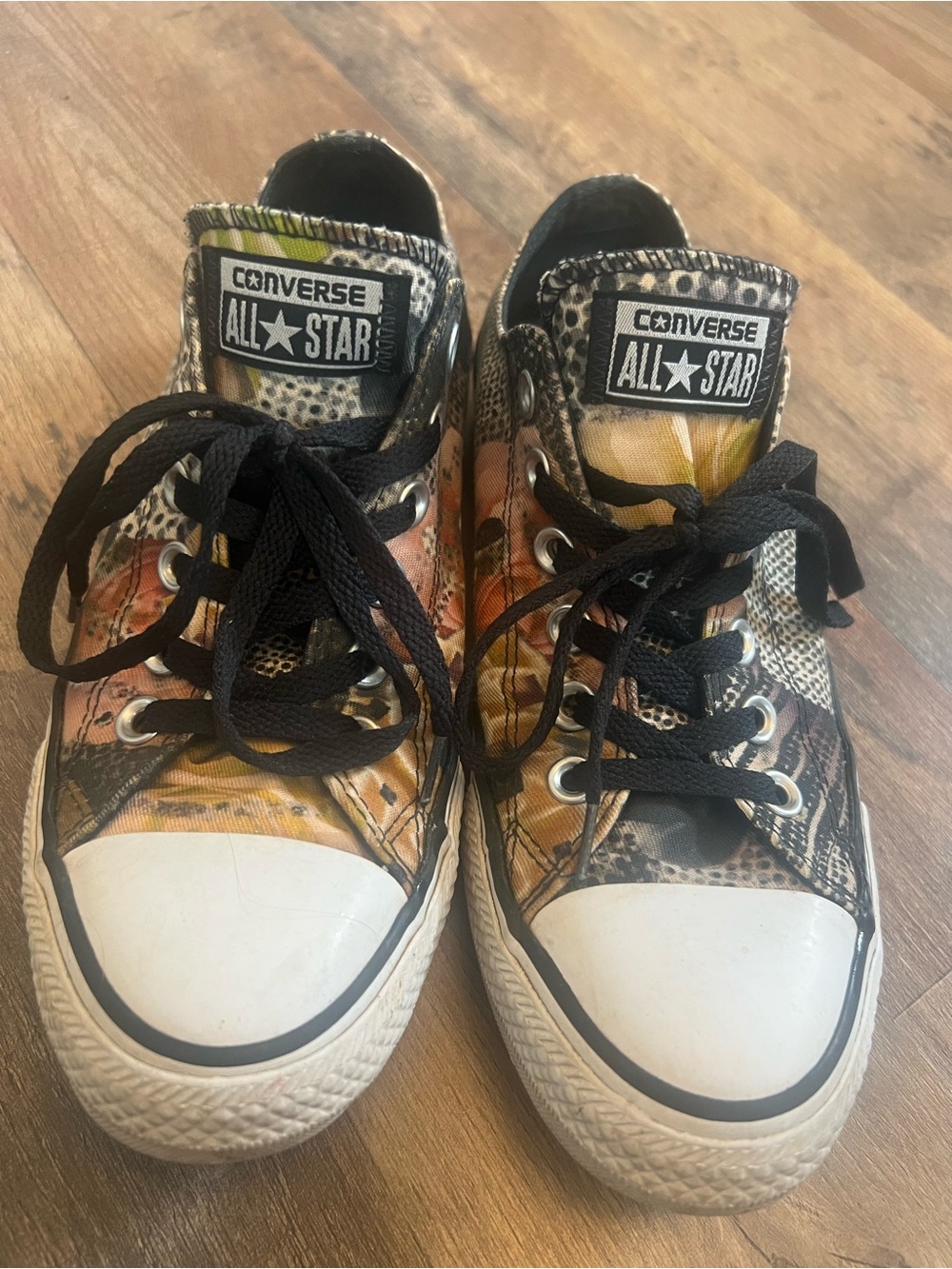 Converse All Star Low Top Sneakers in Black, White, Yellow and Orange